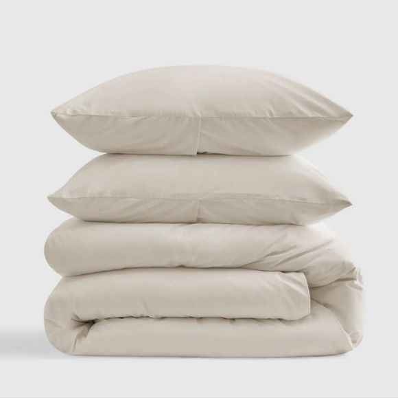 Quince 100% Organic Cotton Percale Sand Duvet & Shams! King/ Cal King (599)